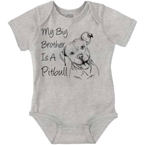 Brisco Brands My Big Brother is a Pitbull Dog Lover Baby Romper Boys or Girls