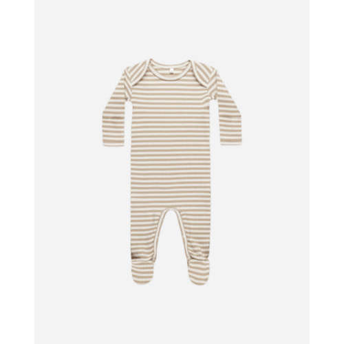 Ribbed Footie || Latte Stripe