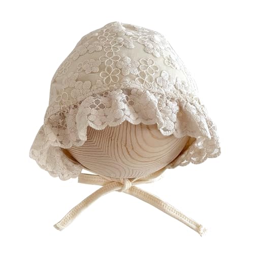 HOOLCHEAN Baby Girls Lace Cotton Bonnet Retro Style Embroidery 0-12M