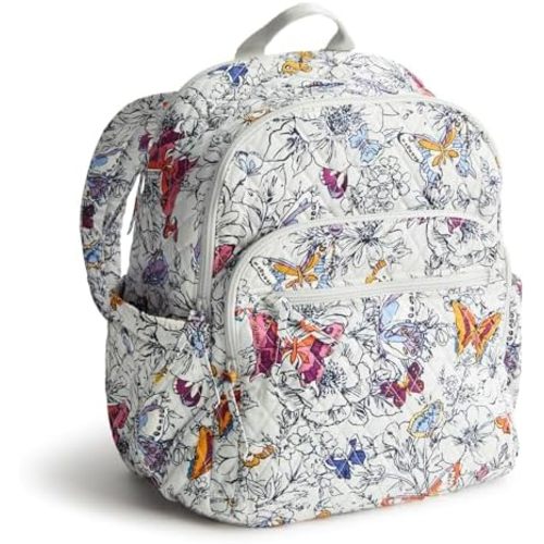 Vera Bradley Women's Bancroft Backpack-Premium Cotton Bookbag, Wing + Bloom, One Size