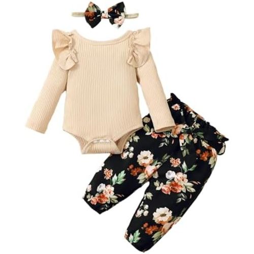 Newborn Baby Girl Clothes Infant Girl Outfits 0 3 6 12 18 Months Clothes for Girls Headband Clothing Set