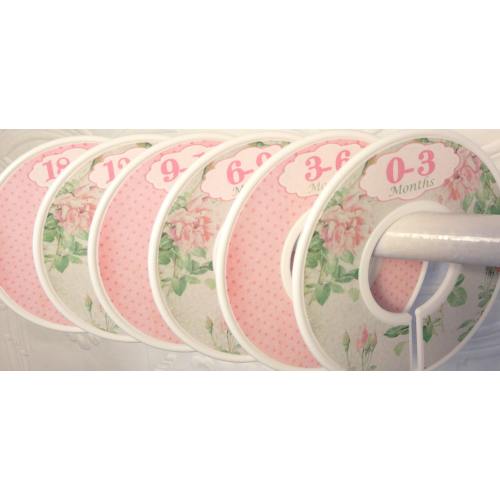 Baby Closet Dividers Clothes Organizers Pink and Mint Shabby Elegance Floral Roses Flowers CD406 Baby Girl Shower Gift Nursery