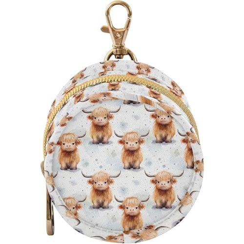 Cute Highland Cow Pattern Portable Baby Pacifier Holder Case with Clip for Stroller Diaper Bag Travel A113324