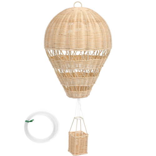 BESTONZON Hanging Hot Air Balloon Rattan Beige 1 Set