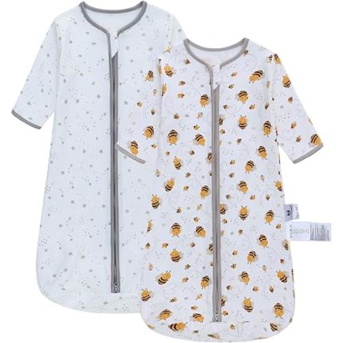 Miracle Baby Long Sleeve Sleep Sack 2-Pack, 100% Cotton Wearable Blanket Baby Sleeping Bag for Newborn Infant Toddler