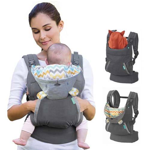 Baby Carrier - Ergonomic, grizzly themeConvertible, Face-in and Face-Out Front and Back Baby Carrier for Newborn to Toddler 8-32 lbs, Gray