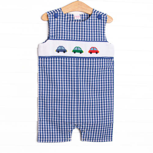 Life is a Highway Smocked Jon Jon, Blue – Stitchy Fish