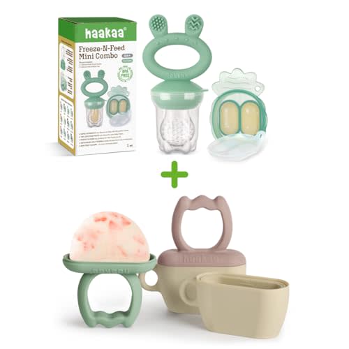 Haakaa Baby Feeder & Baby Popsicle Molds（Blush + Pea Green）