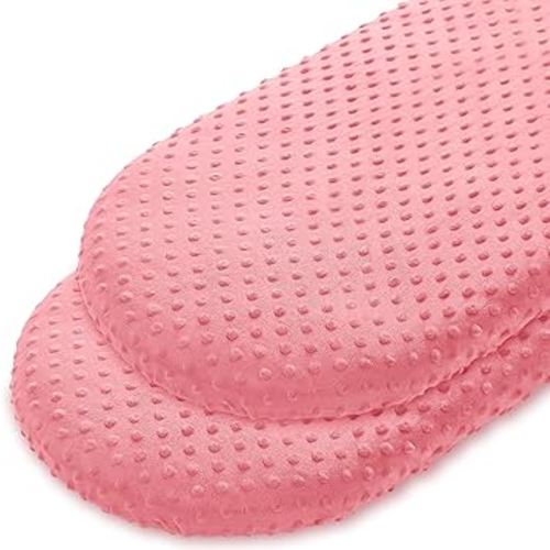 Entisn Bassinet Fitted Sheet Set of 2, 33 x 17 Inch Minky Dot Cradle Sheets for Girls, Soft and Warm Fleece Nursery Bedding for Oval Bassinet Mattresses (Pink)