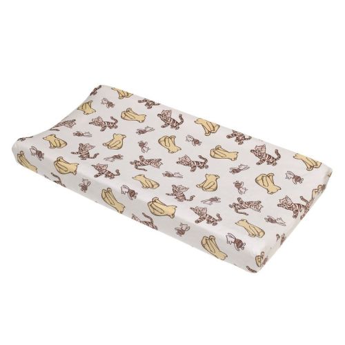 NoJo Disney Classic Pooh Hunny Fun with Piglet and Tigger White and Taupe Super Soft Changing Pad Cover