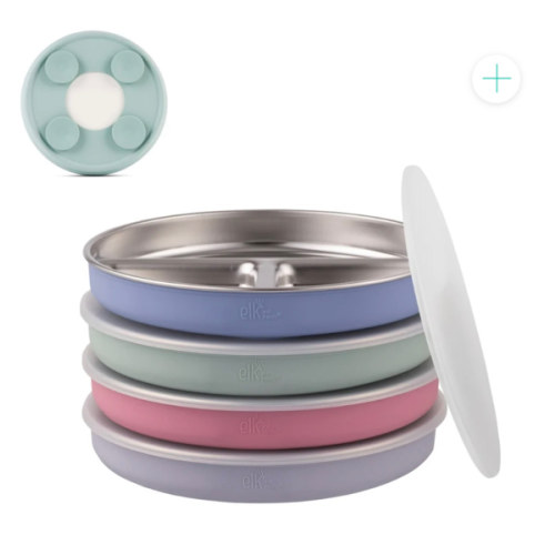 7.8" Stainless Steel Divided Plates with Suction Sleeve