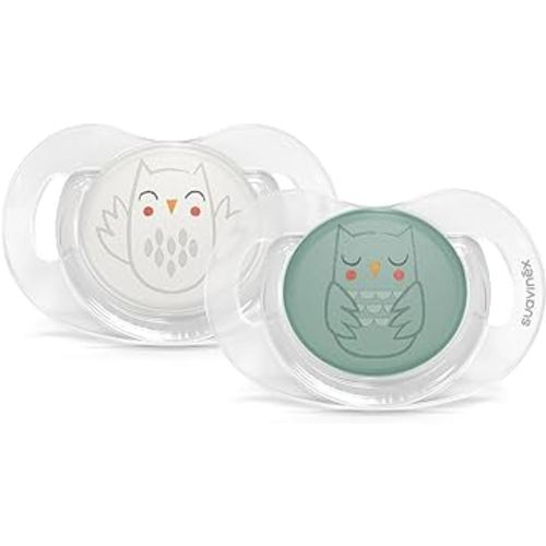 Suavinex Bonhomia SX PRO Physiological Pacifier, Supports Breastfeeding Babies, Pacifiers 0-6 Months, 2 Pack Baby Pacifier, Baby Accessories, (Mint/Beige)