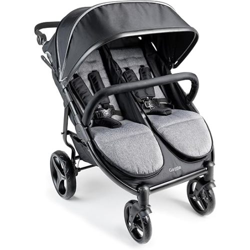 Gaggle by Foundations Roadster Duo Side by Side Double Stroller | Lightweight Compact Double Stroller for Toddlers | Easy to Fold & Maneuver | Amusement Park Approved | Black