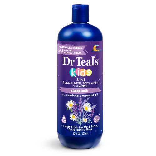 Dr Teal's Kids 3-In-1 Bubble Bath, Body Wash & Shampoo, Melatonin, Essential Oil, 20 fl oz