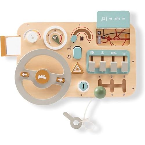 BabySquad Steering Wheel Toy, Screen Free Montessori Busy Board with 12 Activity Skills, Montessori Toys for 3 Year Old, Baby Sensory Toys for Boys Above 3, Kids Toys for Learning
