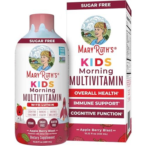 MARYRUTH'S Liquid Morning Multivitamin for Kids | Kids Multivitamin | Immune Support Supplement | Vitamin C | Vitamin D | Essential Nutrients | Vegan | 30-180 Servings | 15.22 fl oz