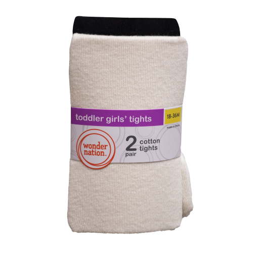 Wonder Nation Baby Toddler Girls Flat Cotton Tights 2 Pack Sizes 0M-5T Assorted Colors