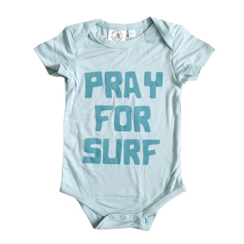 Pray For Surf Blue Bamboo Onesie