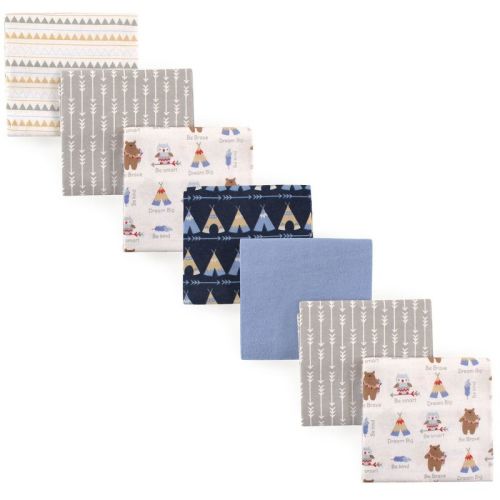 Luvable Friends Unisex Baby Cotton Flannel Receiving Blankets, Bear Owls 7-Pack, One Size