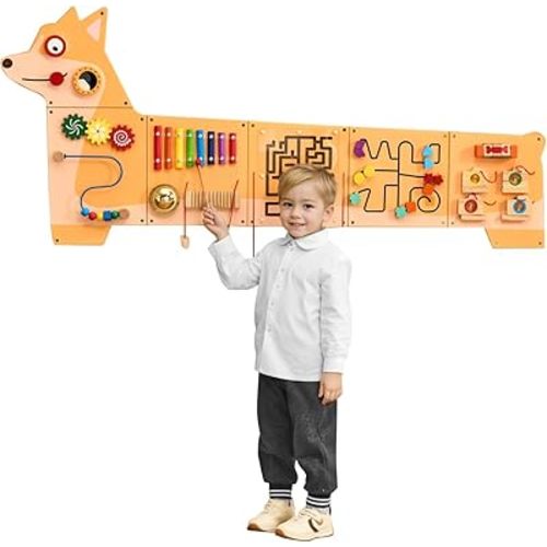VEVOR Dog Activity Busy Board Wall, 12 Wall Activities Board, Montessori Sensory Wall Panel for Kids 3-12 Years, Sensory Wall Activity Board, Ideal for Toddler Playroom Nursery Classroom
