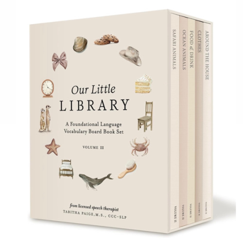 Our Little Library Vol. 2: First 100 Words Board Book Box Set, including Ocean Animals, Safari Animals, Food and Drink, Clothes, and Around the House (Tabitha Paige Children's Book Series)