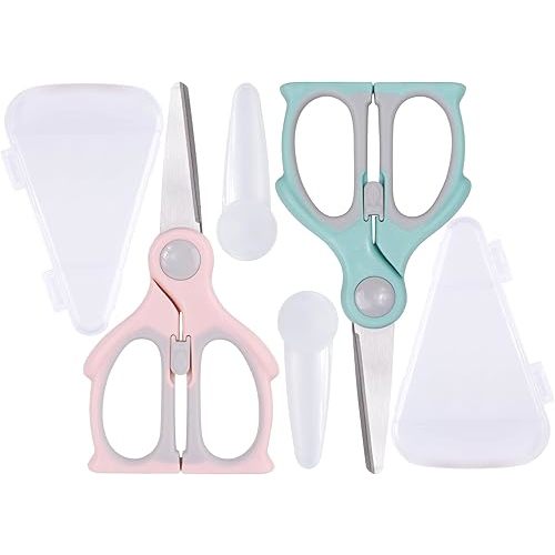 Baby Food Scissors Kicthen Shears with Safety Lock and Storage Case (2Pack)