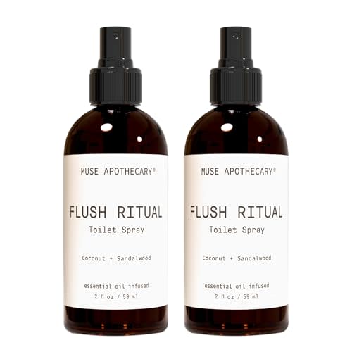 Muse Apothecary Flush Ritual - Aromatic & Refreshing Toilet Spray, Use Before You Go, 2 oz, Infused with Natural Essential Oils - Coconut + Sandalwood, 2 Pack