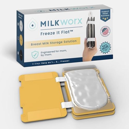 Freeze It Flat Breastmilk Freezer Storage System - Space-Saving Organizer for Breast Milk Storage Bags - Freezer Organization Made in USA (Yellow, Double 2-pk)