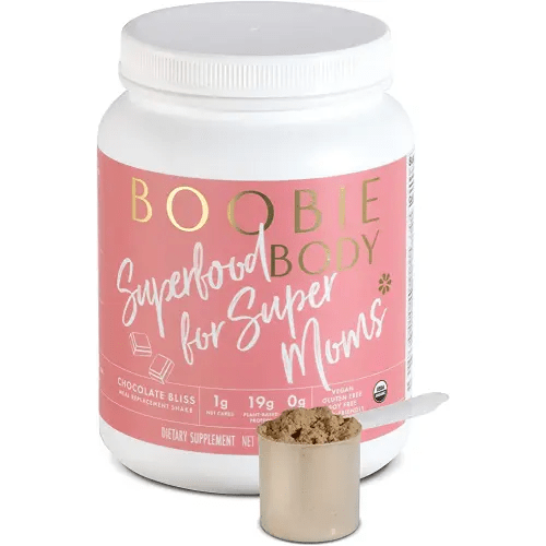 Boobie Body Superfood Protein Meal Replacement Shake, Chocolate Bliss Flavor | 19g Protein | Safe For Pregnancy, Lactation, & Motherhood | Organic, Vegan, Zero Sugar, 1 Tub (23.3 oz.)