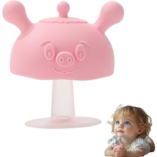 Baby Teething Toy, Teething Relief Pacifier, Baby Chew Toys for Sucking Needs(Pig Pink)