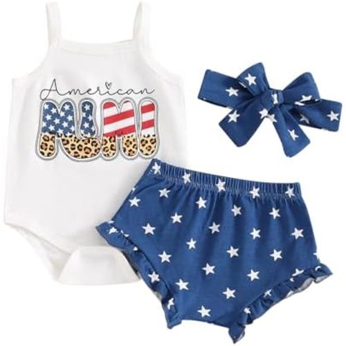 Kuriozud Newborn Infant Baby Girl 2 Piece Summer Outfits Tank Romper Top + Ruffle Bloomer Shorts Set Clothes