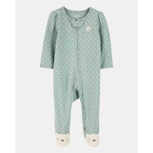 Polka Dot 2-Way Zip Cotton Sleep & Play Pajamas - Green - Carter's | Carter's