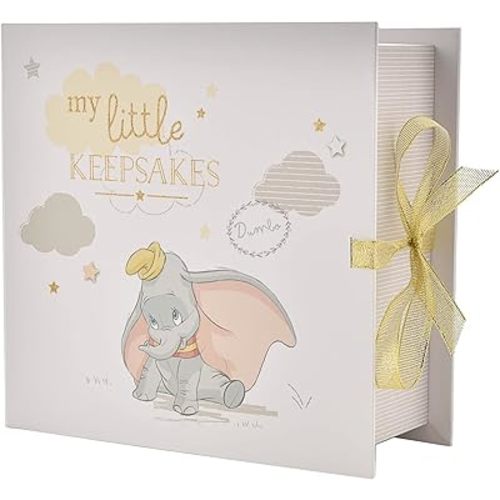 Happy Homewares Magical Beginnings Paper Wrap My Little Keepsakes Keepsake Box 6 Drawers Dumbo - New-Born Baby Memento Box - Officially Licensed