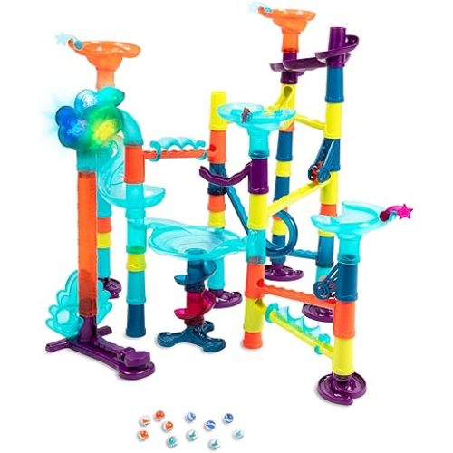 B. toys – Marble Run Toy Set – 62-Piece Interactive STEM Toy Featuring Lights, Sounds, and Modular Track Designs – Enhances Creativity, Early Engineering Skills – Ages 3 and Up