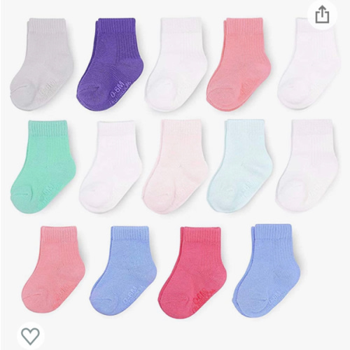 Fruit of the Loom Baby 14-Pack Grow & Fit Flex Zones Cotton Stretch Socks - Unisex, Girls, Boys
