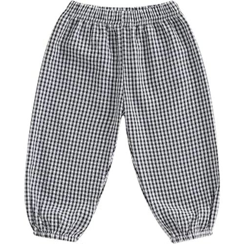 Kids Toddler Boys Girls Gingham Pants Elastic Waist Plaid Loose Baggy Trousers Casual Spring Fall Bottoms Sweatpants