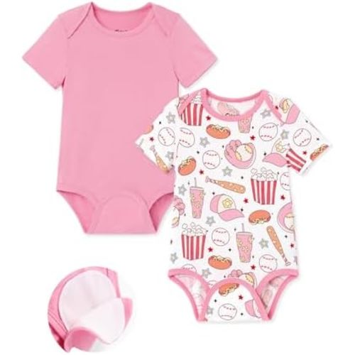 PATPAT Unisex Baby Bamboo Viscose Short Sleeve Bodysuits, 2-Pack