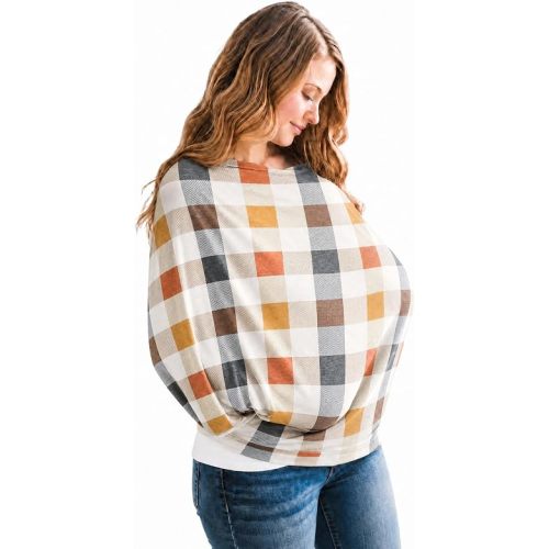 Copper Pearl Nursing Cover for Breastfeeding – Multi-Use Baby Car Seat Cover, Stroller Cover & Breast Feeding Cover Up for Women, Stretchy Breathable High Quality Cover for Boy or Girl, Harvest