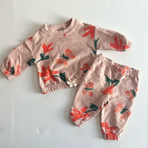 Carters Blush Orange Floral Butterfly Outfit Sz 3 mo