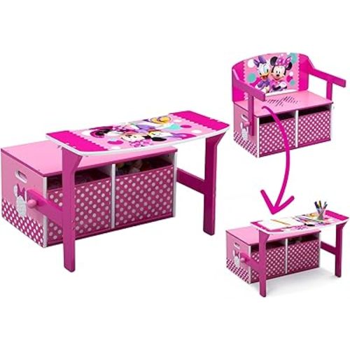 Delta Children Kids Convertible Activity Bench - Greenguard Gold Certified, Disney Minnie Mouse