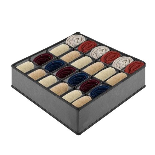 Garnen Drawer Organizer Clothes, 24 Cell Dresser Organizer Bins Divider for Socks Underwear Organizers, Baby Nursery Closet Organizer & Storage, Gray