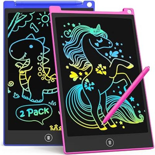TECJOE 2 Pack LCD Writing Tablet for Kids, Mess Free 8.5 Inch Drawing Pad