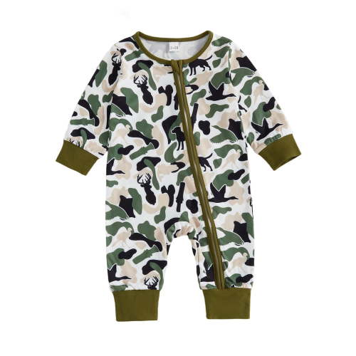 Kogui Baby Rompers Unisex Baby Footless Pajamas Cotton Long Sleeve Printing 2 Way Zipper Romper Jumpsuit Sleep and Play 0 3 6 9 12 18 24 Months (Green,3-6 Months)