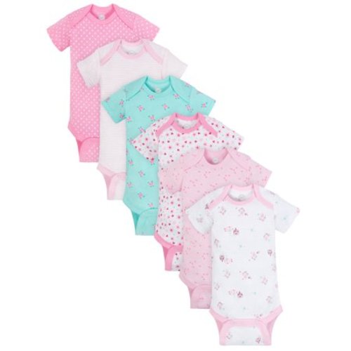 Short Sleeve Bodysuits, 6pk (Baby Girl) - Assorted Prints