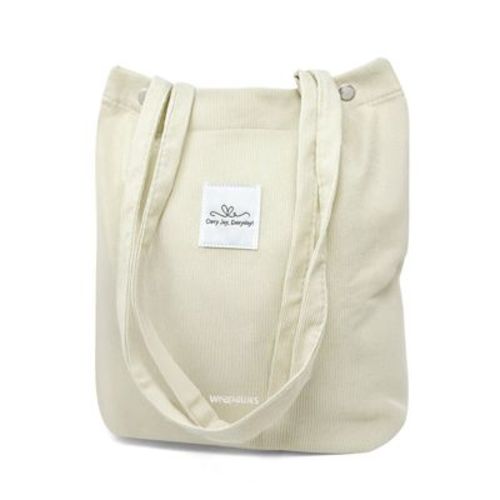 Wrapables Carry Joy Corduroy Tote Bag, Casual Shoulder Handbag Cream