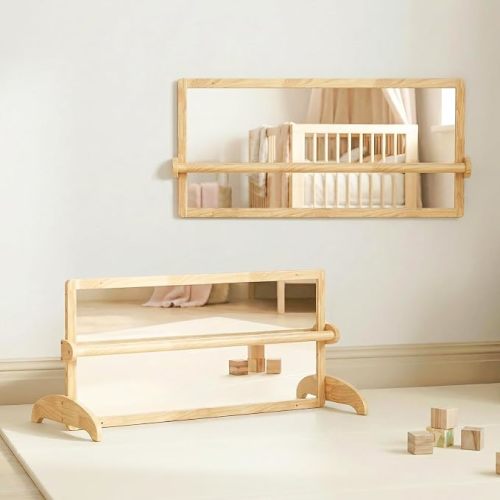 3-in-1 Montessori Mirror with Pull Up Bar for Toddlers 6-36 Months