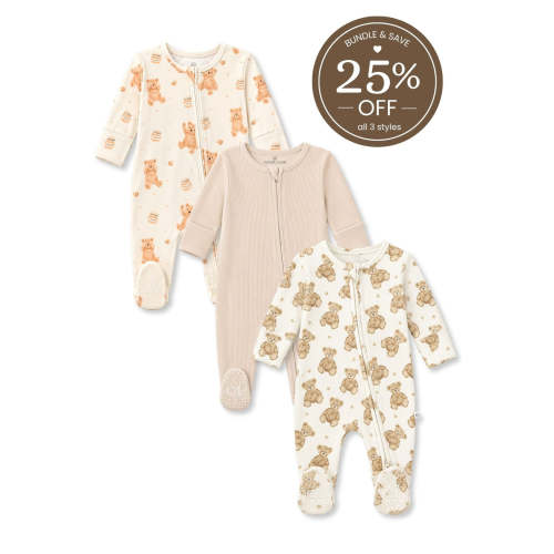 Honey Bears Zipper Footie Bundle