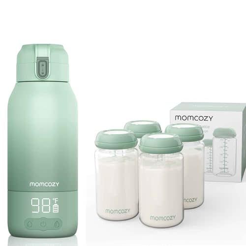 Momcozy Natural Baby Bottle, Wide-Neck, BPA Free Breast Milk Container & Portable Bottle Warmer for Travel