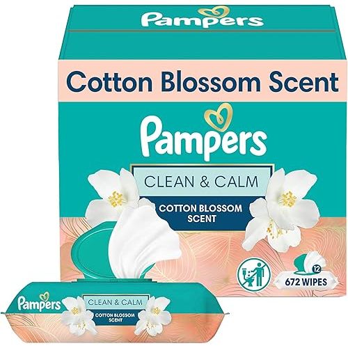 Pampers Wipes, Clean & Calm, Cotton Blossom Scent, 672 Wipes Total (12X Pop-Top Packs)
