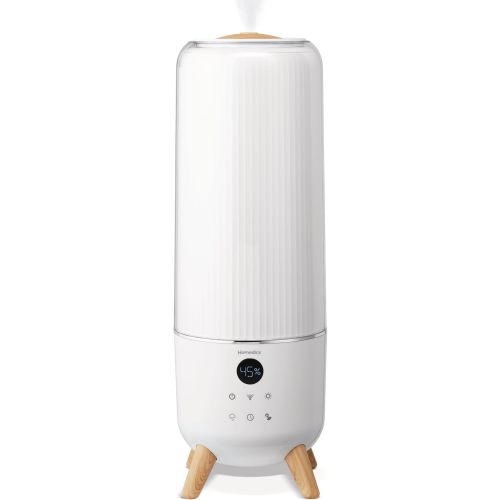 Homedics Ultrasonic Humidifier - Large Deluxe Air Humidifiers for Bedroom, Plants, Office - Top-Fill 1.47-Gallon Tank, Cool Mist, Essential Oil Pads and Built-In Timer, 3 Speed Settings, White